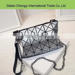 Wholesale Two Usage Geometric Pattern Girls pu Shoulder Chain Bag thumbnail-1