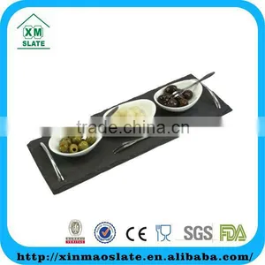 Big Rectangular Black Slate Tray Wth Stainless Handles thumbnail-1