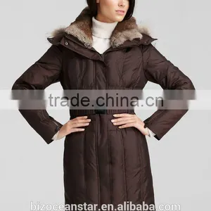 2016 New Fashion Belted Jackets With Fur Hood Down Coat for Girls thumbnail-1