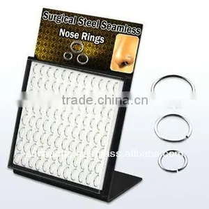 Display With 96 Pcs. of Surgical Steel Seamless Nose Rings, 20g (0.8mm) - Length 5/16" to 3/8" (8mm - 10mm) thumbnail-1