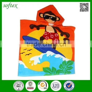 Wholesale Bulk 60x120cm 260g Cartoon Printing Kids Hooded Poncho Beach Towel thumbnail-2