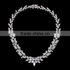 Elegant Clear Waterdrop AAA+ Cubic Zirconia Necklace With Earrings Top Quality for Women thumbnail-2