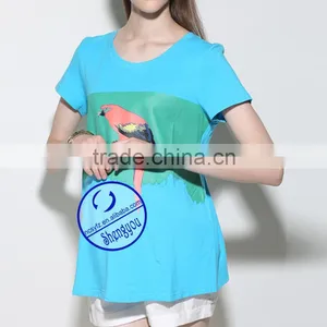 Custom 100% Cotton Jersey Printed Short Sleeve Maternity t Shirt thumbnail-3