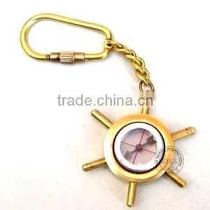 WHEEL COMPASS KEYCHAIN - BRASS NAUTICAL KEYCHAIN - MARINE PROMOTIONAL GIFT thumbnail-1