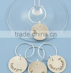Engraving Logo Round Tag Metal Wine Charms for Wedding thumbnail-1