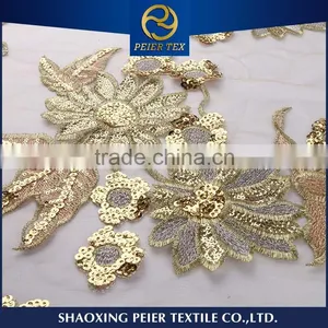 Wholesale Fabric Embroidered Satin Fabric, Stone Embroidery Sequins Fabric, Organza Embroidery Lace Fabric thumbnail-2