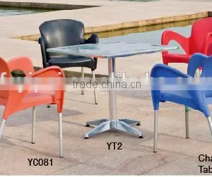 Colorful Plastic Leisure Coffee Shop Chair and Aluminum Square Table Set YC081 YT2 thumbnail-1