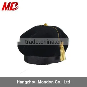 6 Sided Black Velvet Doctoral Tam With Golen Bullion Two Button Tassel thumbnail-1