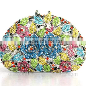 Wedding Bridal Crystal Rhinestone Evening Clutch Bags Purse Flower Colorful Handbags thumbnail-5