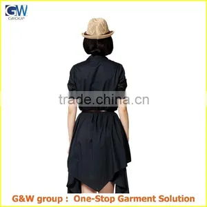 Shirt Collar Dress Short Sleeve Slim Long Shirt Collar Dress New Design Dress thumbnail-3