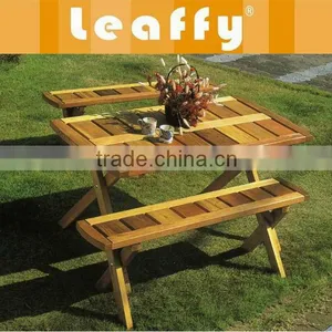 LEAFFY- Fir Wood Bench Set thumbnail-1