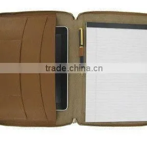 Zippered Portfolio /zipper Leather Cover for Ipad thumbnail-1