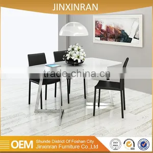 Dining Room White Marble Top Stainless Steel Frame Dining Table thumbnail-1