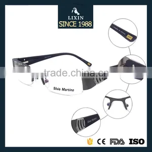 Luxury Brand New Design Metal Half-Rim Glasses Frame Rhinestone Women Black/Gray/Brown/Silver Frame Wide Temple SM4027 thumbnail-4