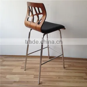 New Commercial Furniture General Use Bar Stool High Chair With Black PU Leather Upholstery thumbnail-3