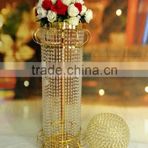 Gold Crystal Pillars for Wedding Stage Walkway Decorations thumbnail-1