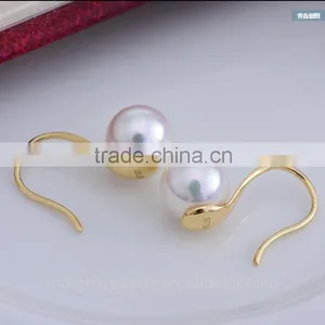 7-7.5mm Real Genuine Akoya Seawater Elegant Gold Pearl Earring, Yellow Gold Pearl Earrings, Pearl Earring 18K Gold thumbnail-2
