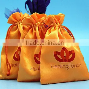 Wholesale China Luxury Drawstring Closure Satin Hair Extensions Bag With Customzied Logo Printed thumbnail-2