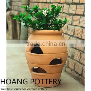 Impress Design Terracotta Flower Jar / Planter - Vietnamese Ceramic thumbnail-1