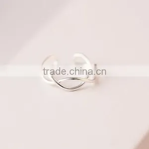 925 Sterling Silver Wave Fashion Design Ring Adjustable Ring Fashion Women Ring Jewelry Supplies 6260554 thumbnail-2
