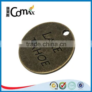 Anti Brass Round Engraved Small Custom Metal Jewelry Tags thumbnail-3