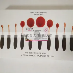 2016 Hot Sale Makeup Brushes 10 Pcs Toothbrush Style Makeup Brush Set Rose Gold Oval Cosmetic Makeup Set thumbnail-3