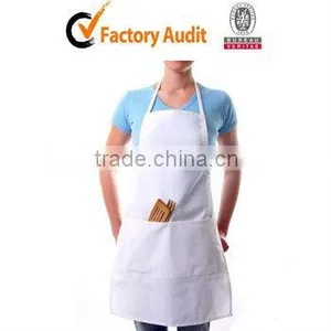 White Cotton Kitchen Apron With Two Pockets thumbnail-1
