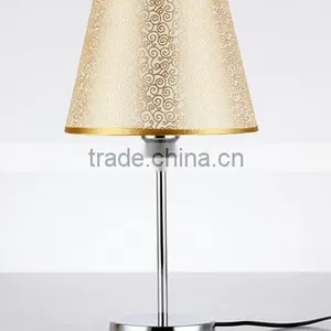 Metal Body in Chrome Finished With Fabric Lampshade Bedroom Study Room Table Lamp thumbnail-2