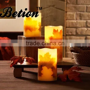 Flameless LED Candle 3-Piece Flameless LED Harvest Pillar Candles Set thumbnail-3