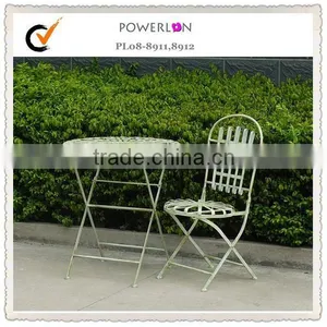 Antique White Folding Metal Tray Table thumbnail-1