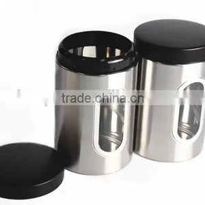 Kitchen Stainless Steel Coffee Jar With Window Show thumbnail-5
