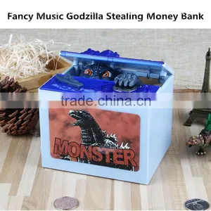 Latest Arrival Music Fancy Godzilla Stealing Money Piggy Bank, Electric Decorative Novelty Monster Coin Bank For Kids thumbnail-1