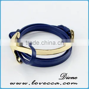 2017 Wholesale Leather Half Cuff Mens Anchor Bracelets thumbnail-1