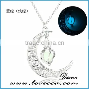Gift for Her Glow in the Dark Necklace,Lunar Moon Pendant,Crescent Moon Necklace thumbnail-3