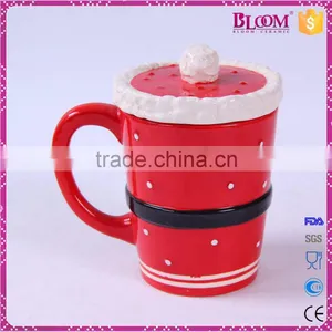 Christmas Gift Red Ceramic Sublimation Mug With Lid thumbnail-3
