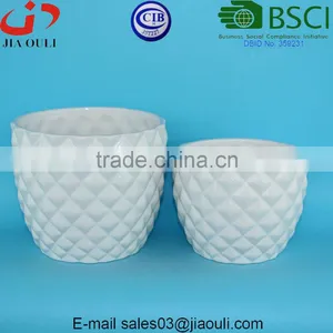 Pineapple Shape Glazed White Ceramic Garden Flower Pot thumbnail-6