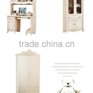 European Classic Rococo Style Pure White Wood Stairway Bunk Bed With Drawers BF11-09183a thumbnail-6