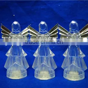 Acrylic Transparent Angel With LED Changing Color and Sliver Wing Angel thumbnail-1