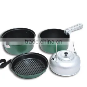 5pcs Aluminium Non-stick Camping Cookset /Camping Non-stick Cookware Set thumbnail-1