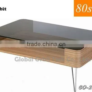 Home Furniture Mdf Modern Wooden Glass Coffee Table thumbnail-1