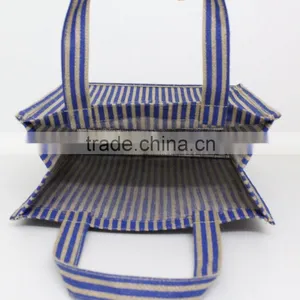 Hot One Color Allover Strip Print Male Hifashionable Tote Bag With Pocket - pp Laminated Jute Fabric thumbnail-4