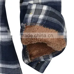 Fleece Jacket Men Women Checkered Plaid Sherpa Lined Flannel Long Shirt Sherpa Fleece Fabric Jacket thumbnail-3