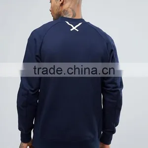 Manufacturer High Quality Durable Raglan Sleeves Baseball Collar 100% Cotton Sweat Navy Casual Men Sport Plain Bomber Jacket thumbnail-2