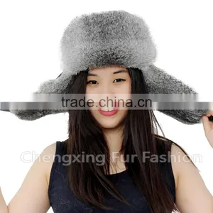CX-C-241B Hot Selling Rabbit Fur Earmuff Trapper Fur Hat thumbnail-1