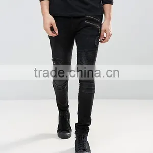 2017 New Style Fashion Black Biker Scratch Jeans Pent Men Skinny Ripped Bulk Wholesale Men's Jeans Pants thumbnail-2