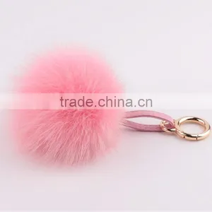 Myfur 2016 Newest Fashion Rose Fox Fur Ball Key Chain / Real Fur Pompoms thumbnail-2