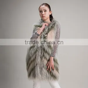 Myfur Ladies Waistcoat Worth Buying Rainbow Color Gilet Winter Genuine Raccoon Fur Vest thumbnail-1