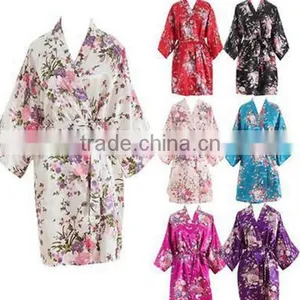 Walson Walson Women Short Floral Robe Dressing Gown Bridal Wedding Bride Bridesmaid Kimono thumbnail-1