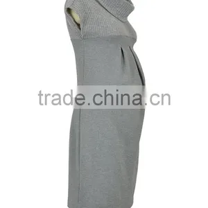 Cozy Dark Grey Turtleneck Maternity Dress 2015 thumbnail-2