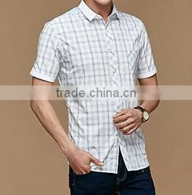 Short Sleeve Cotton Plaid Shirts For Mens thumbnail-1